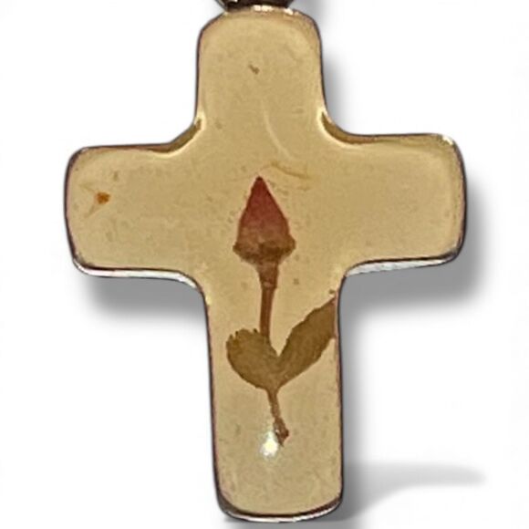 Sterling Silver Floral Cross Pendant – 925 Marked Bail - Picture 7 of 8